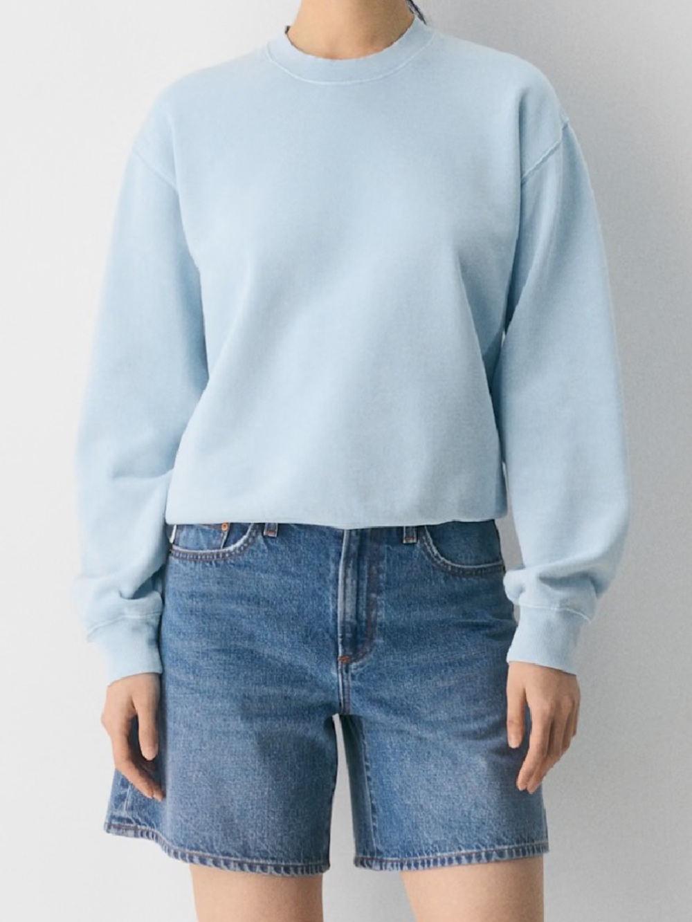 Aritzia Cozy Sweatfleece Perfect Crew Sweatshirt No Stress Beach Blue Size M